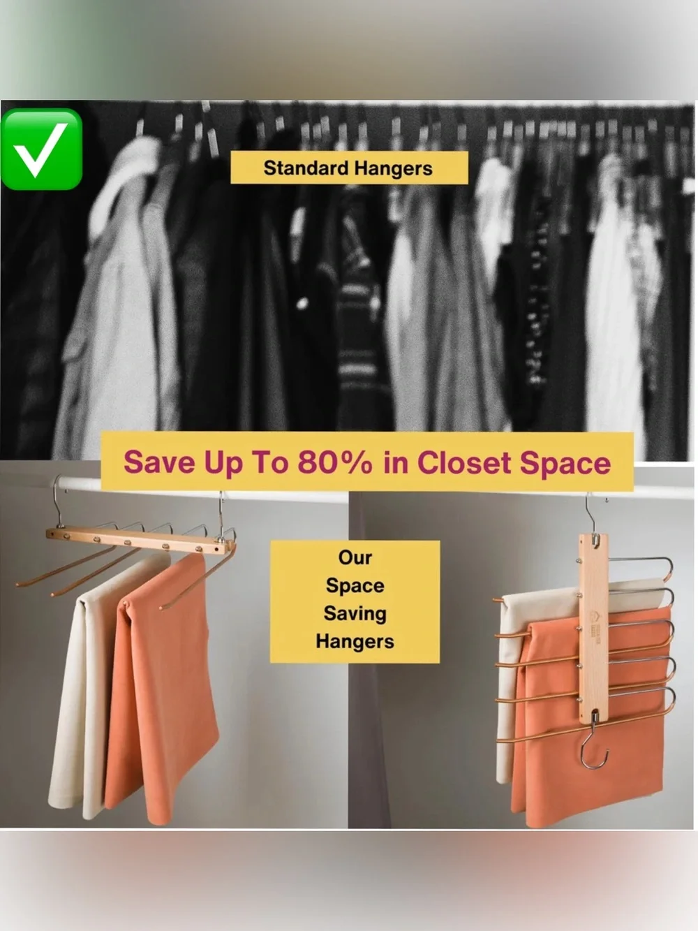 Organizer Tastic, Space Saving 5-Tier, Non Slip Pants Hanger